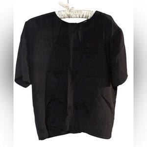 Anna‎ and Frank Black 100% Silk Short Sleeve Blouse - Size Large